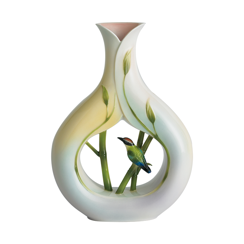 寫意人生八色鳥圓瓶