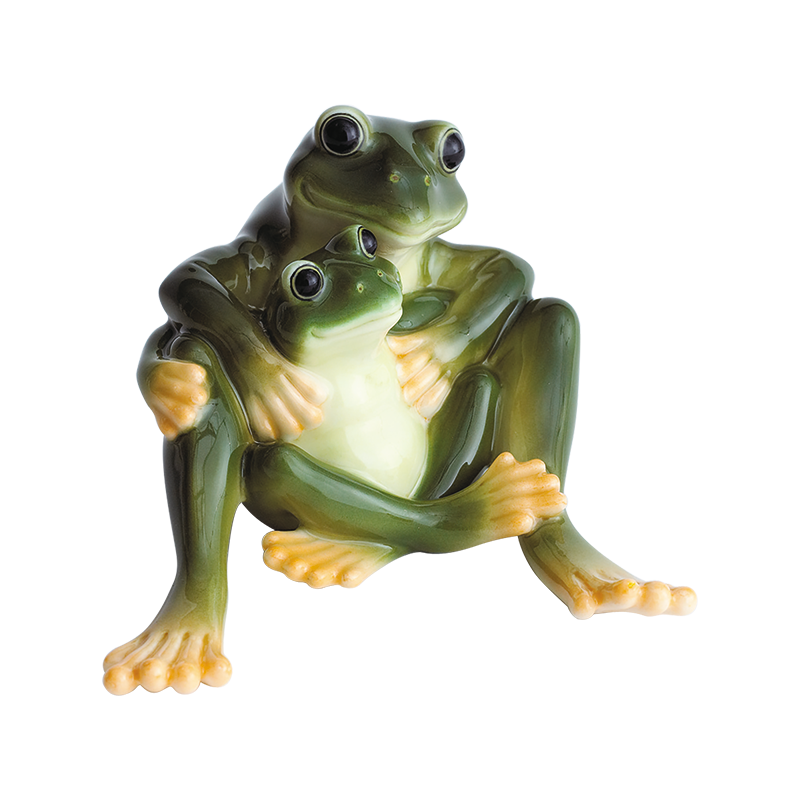 AMPHIBIA FROG MOTHER & DAUGHTER DESIGN SCULPTURED PORCELAIN FIGURINE