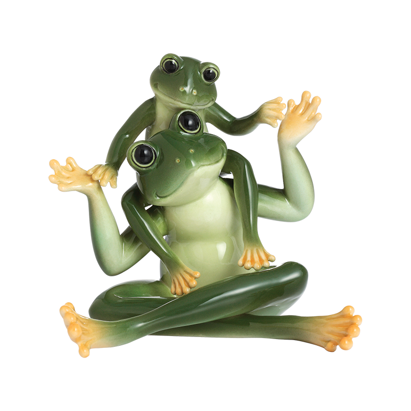 AMPHIBIA FROG FATHER & SON DESIGN SCULPTURED PORCELAIN FIGURINE